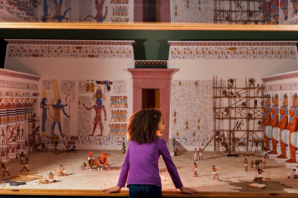 See a Milwaukee Public Museum-created scale model of the first courtyard of the temple of Pharaoh Ramesses III.