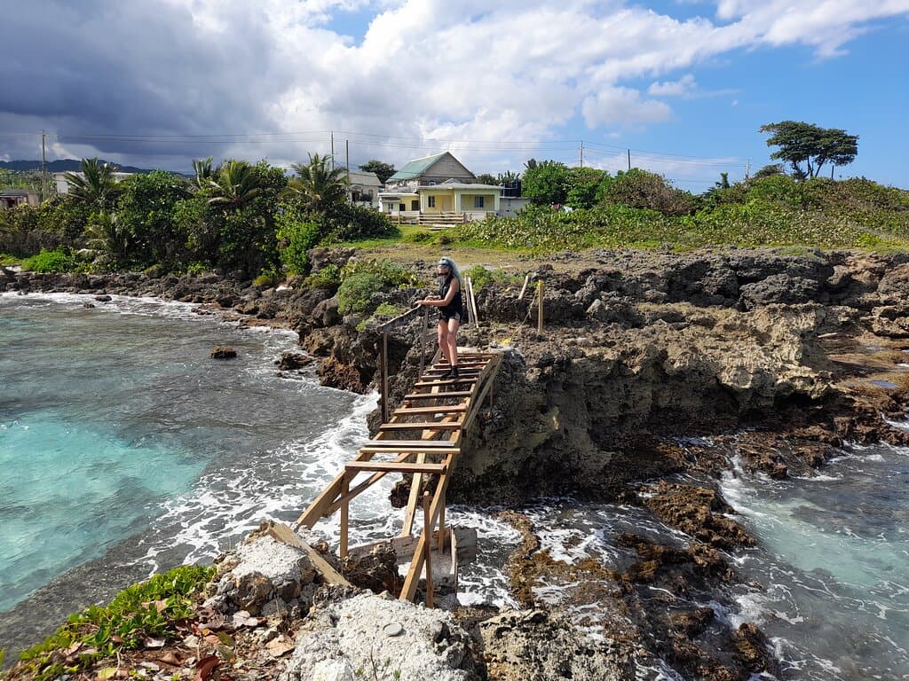 Tourist took a trip to the island while the bridge is under construction. This beautiful couple couldn't resist the view and the chance. 