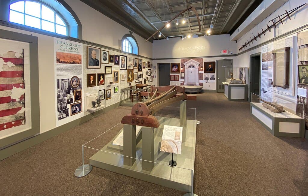 Main museum gallery, including the political history for the community of Frankfort.