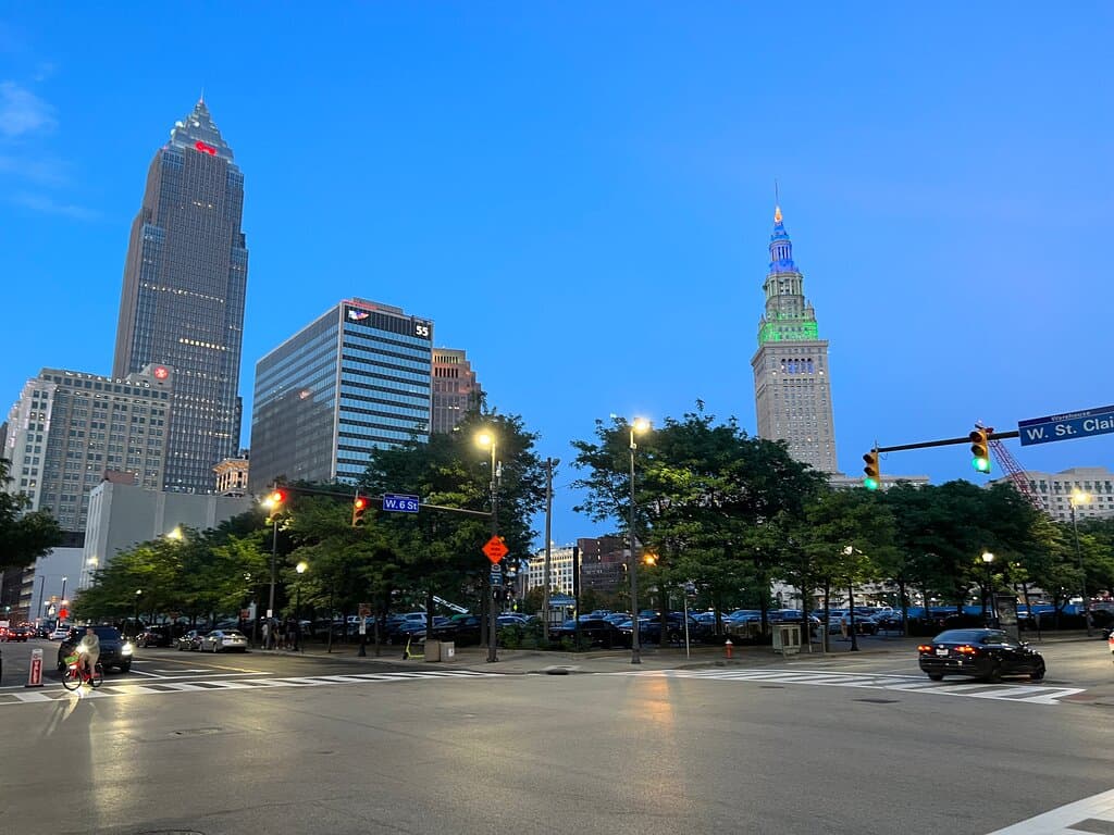 The view of downtown from the Warehouse District