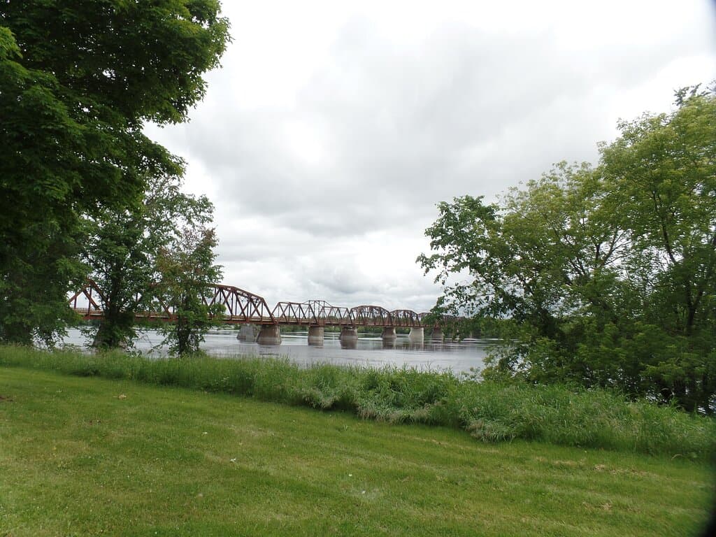 View of St. John River, and railroad bridge,
