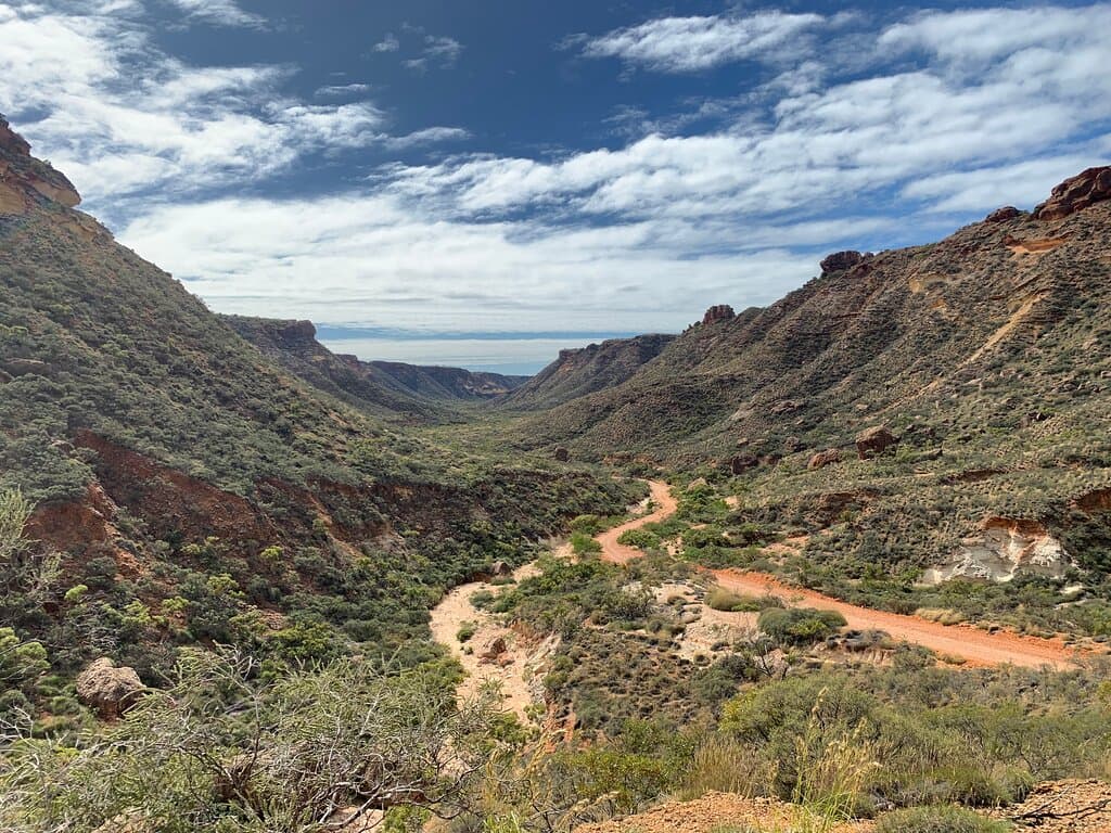View back towards the sea