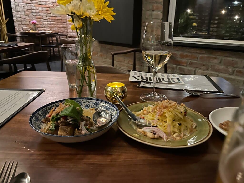 Eggplant & Pork, Mango Salad