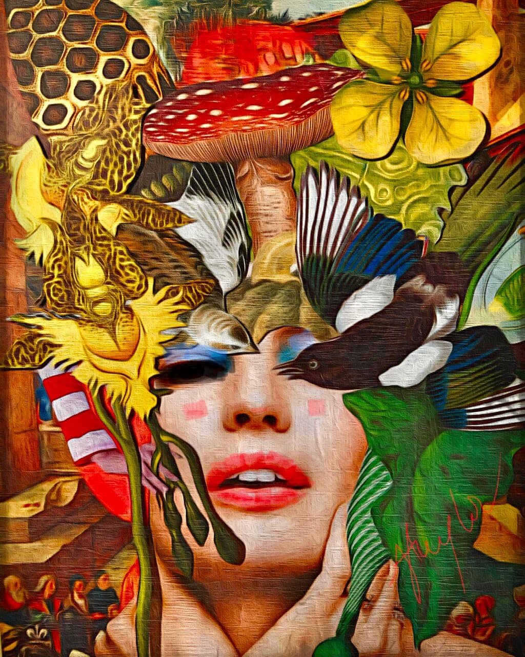 Collage by Tucson artist Janny Taylor, studio B, Steinfeld Studios