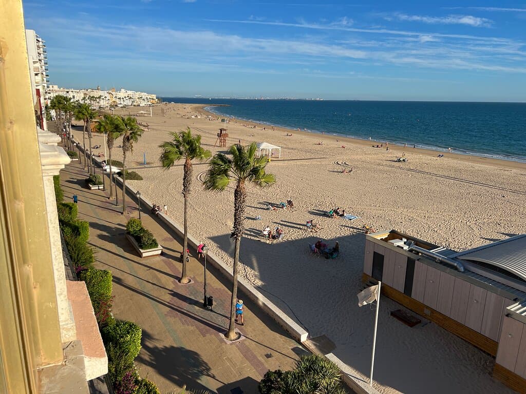 Looking down on the beach right before sunset in September