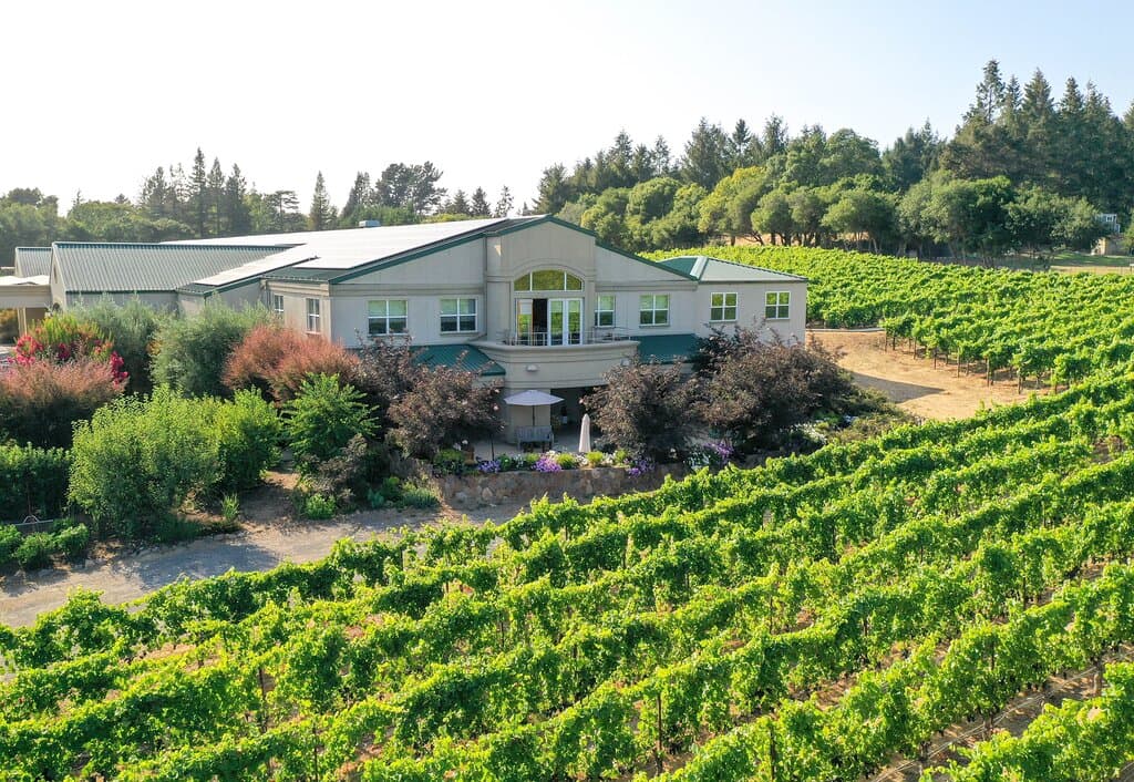 Merry Edwards Winery is surrounded by Coopersmith Vineyard.