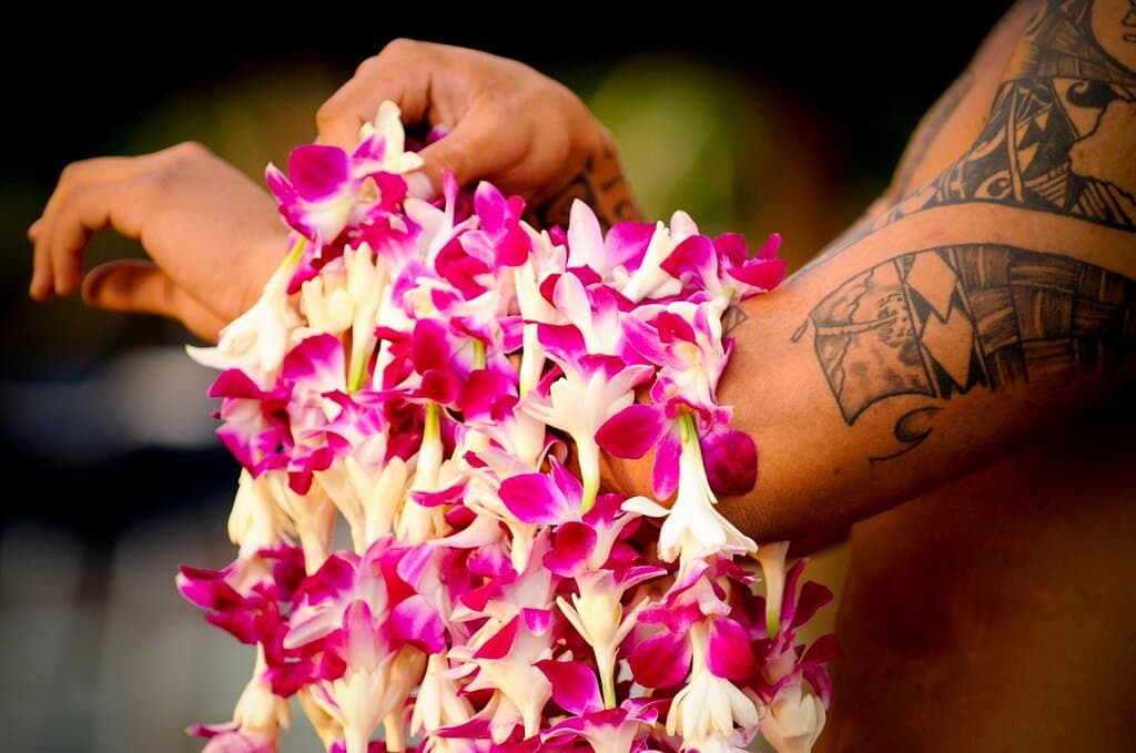 Fresh orchid lei