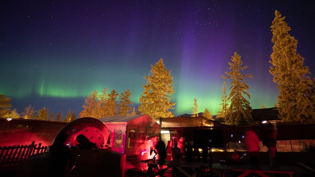 The Aurora Borealis over the Jasper Planetarium