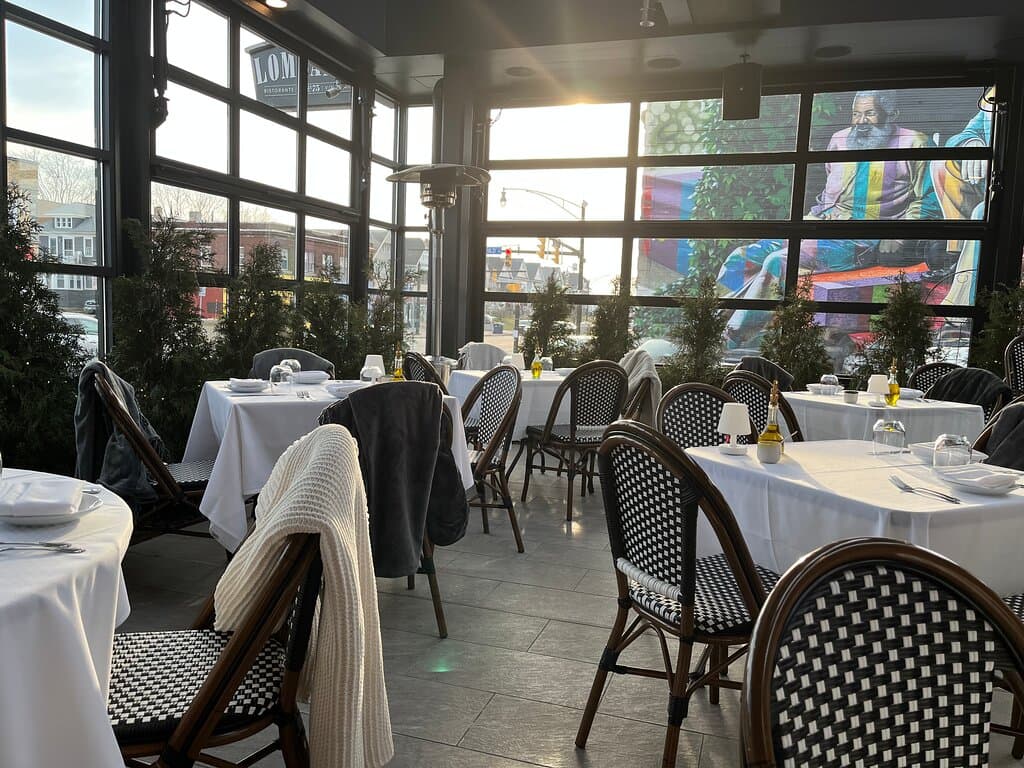 Outdoor dining in March