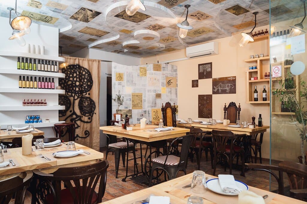 Inside story on walls and floors of  Uje Oil Bar