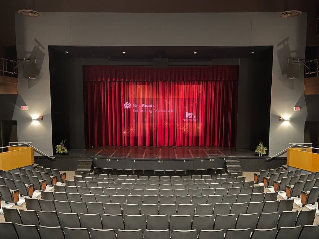 The Auditorium of the NewRoads Performing Arts Centre as seen from the back row.