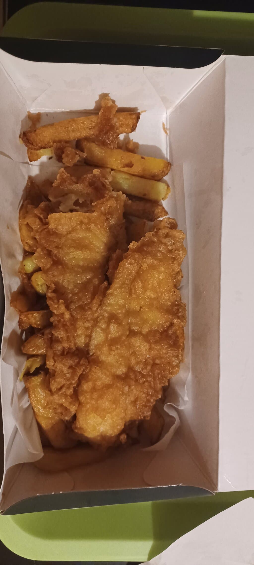 Haddock and chips for £8.50
I asked for no scraps and they mostly gave me scraps. Half of the chips were missing!