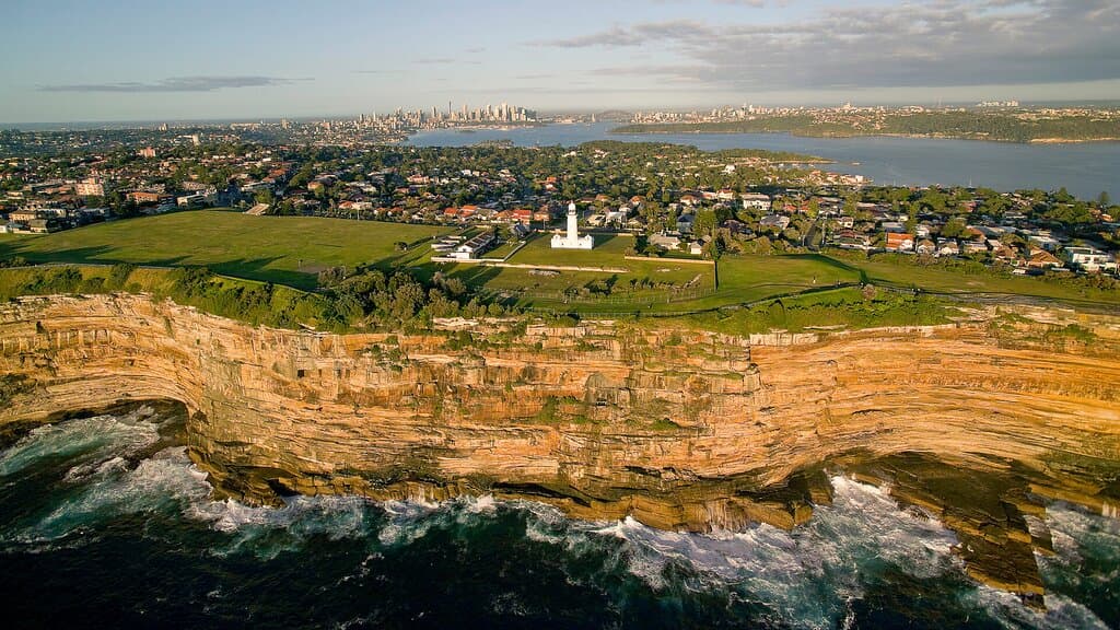 Aerial image of Macquarie Lightstation in Vaucluse.