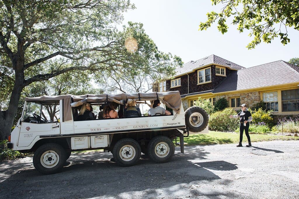 Hop aboard our Pinzgauer for a one of a kind vineyard excursion 