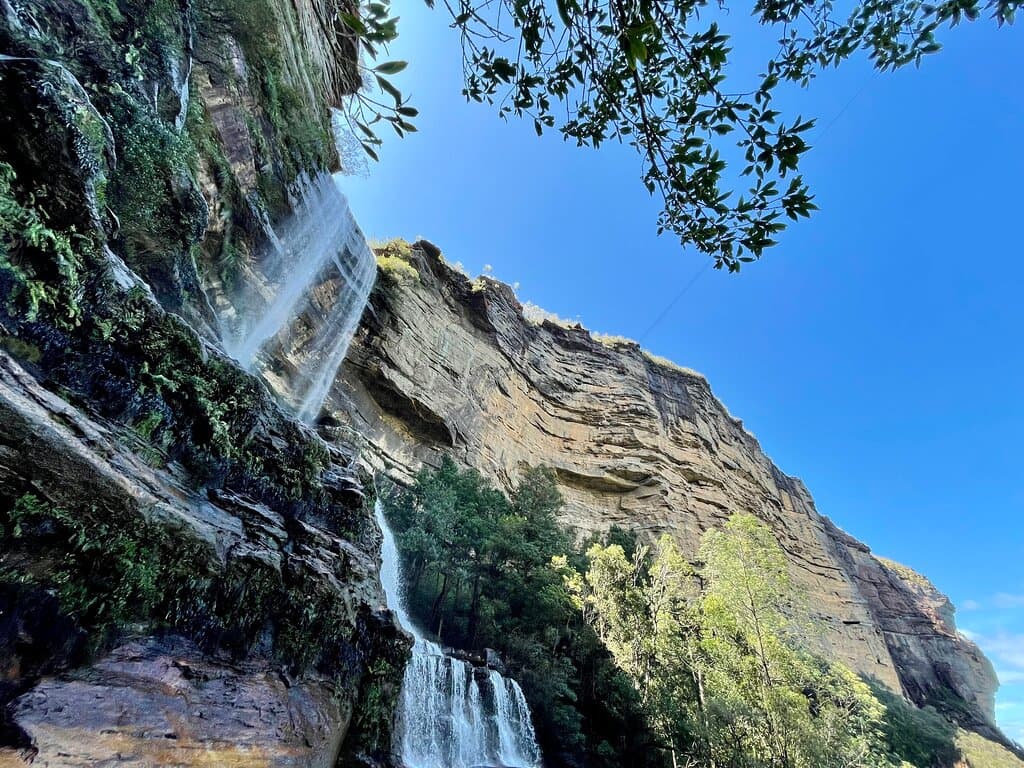 Wentworth Falls is a majestic, multi-tiered waterfall that cascades down a huge cliff face.