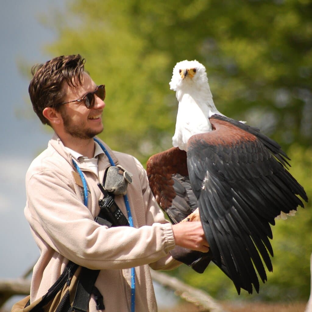 Bid Team member Tom Morath with African Fish-Eagle