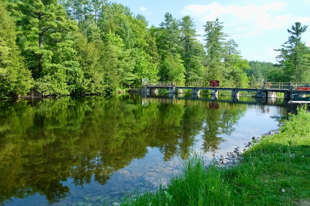 Reflections on water above reservoir
