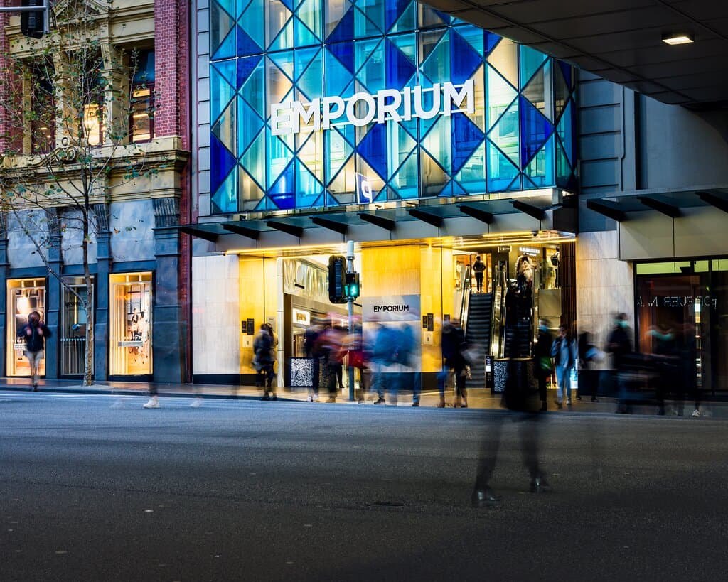 Emporium Melbourne outside view at dusk