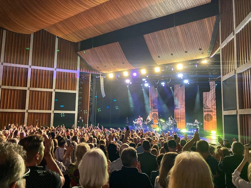 View of stage inside this concert hall