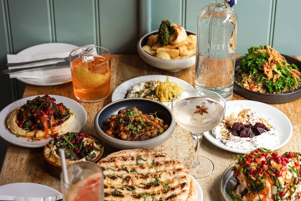 Selection of small plates and cocktails