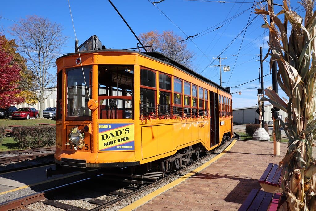 The museum and trolleys are decorated seasonally