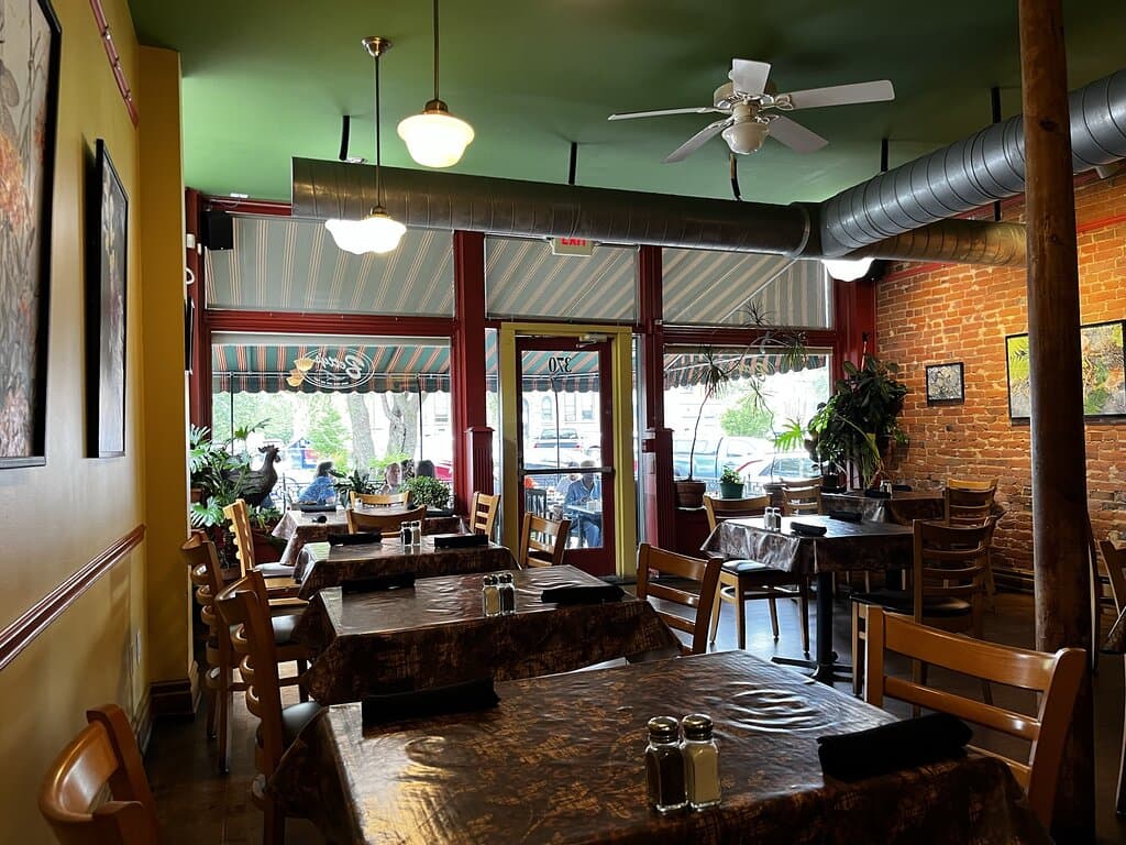 To the left, the patio