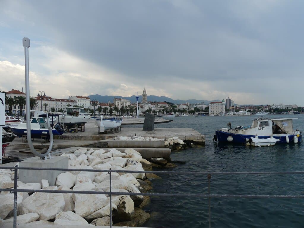 A monument dedicated to fishermen biding them farewell as they sail out to sea - a big fish hook.  
