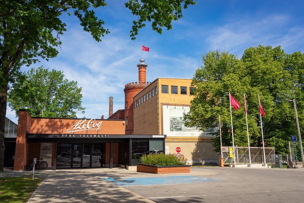 Entrance to the  Beer Museum and Malt Tower in the background. 