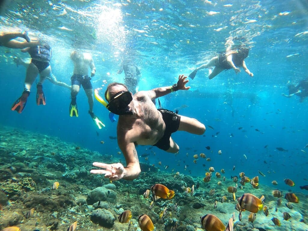 Snorkeling with manta rays in the archipelago of Indonesia