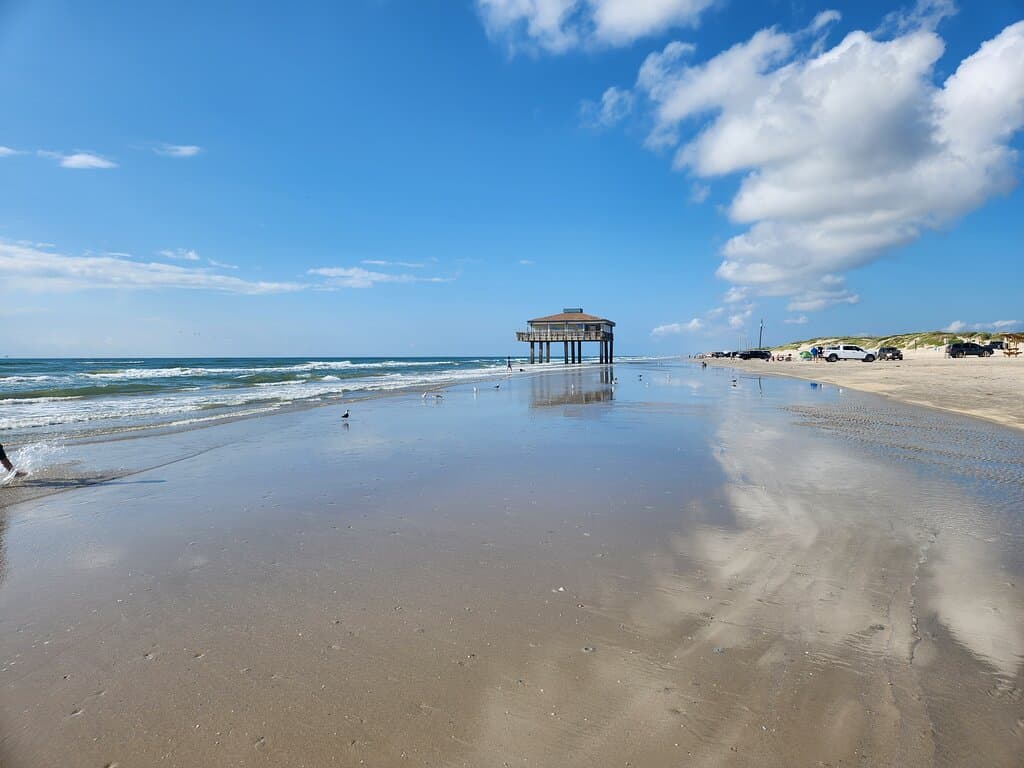 (Nearby beach) What's left of Bob Hall Pier.  It was great back in the day. 60s & 70s.