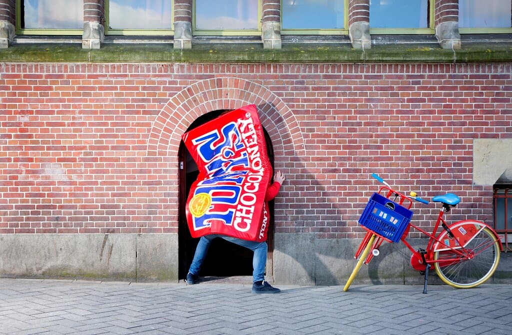 Our entrance to the Tony's Chocolonely Superstore!