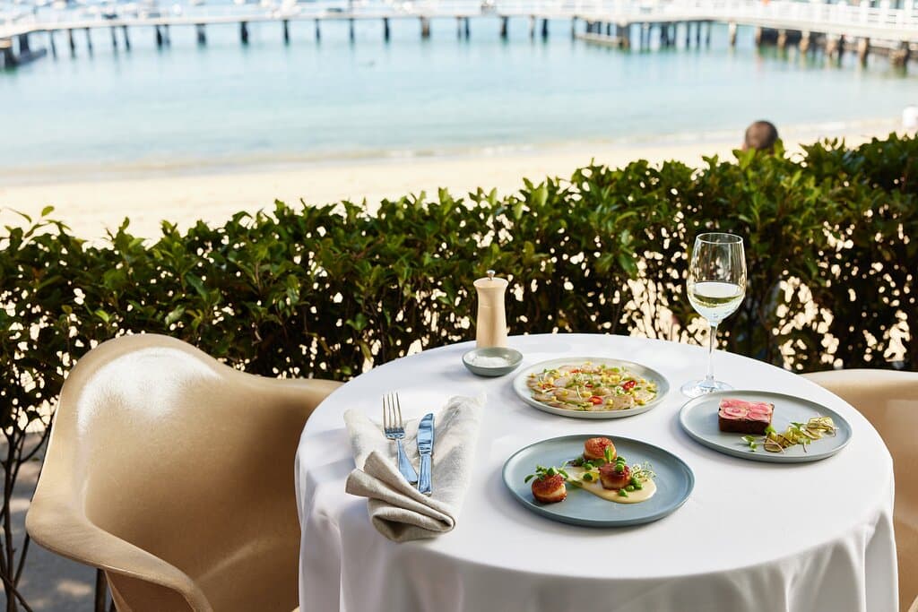 Beach deck dining 