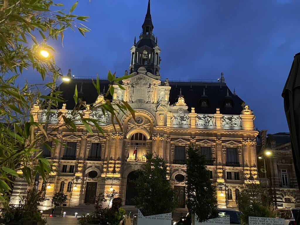 Facade by day and by night