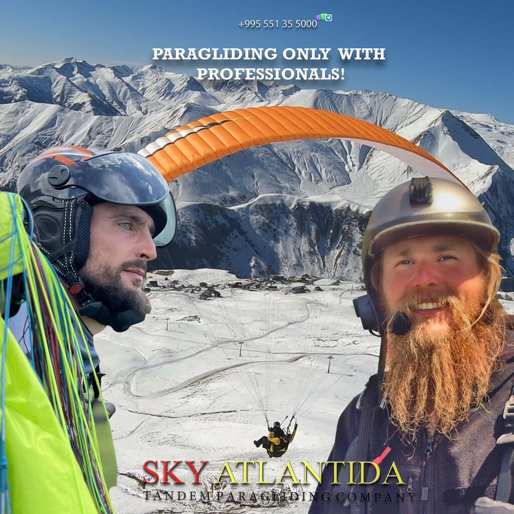 paragliding in Gudauri Georgia with SkyAtlantida Team +995 551 35 5000 WhatsApp