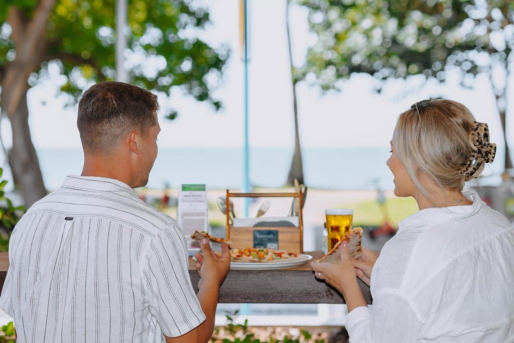 Take in the stunning views with a delicious pizza