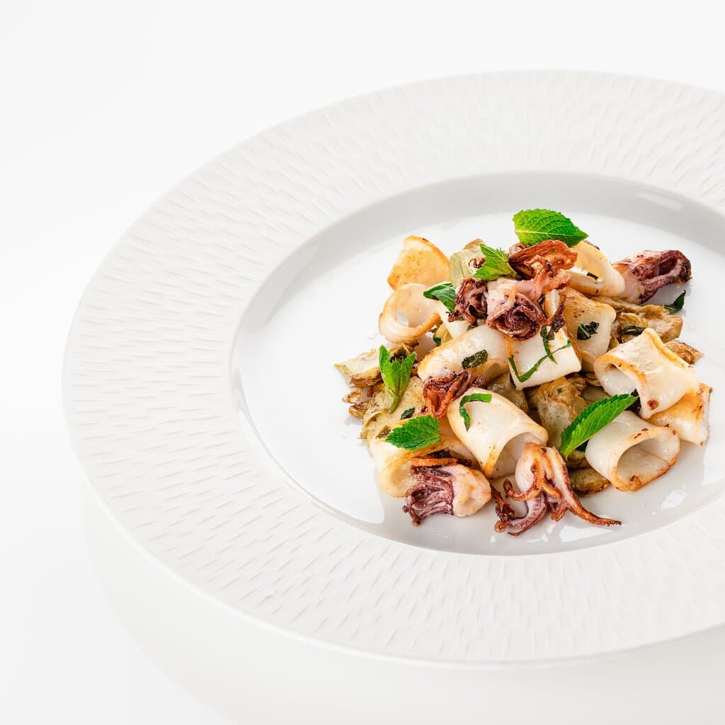 Pan Fried Squids with Artichokes