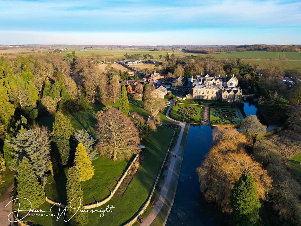 Overhead photo overlooking Moat and Coombe Abbey Hotel