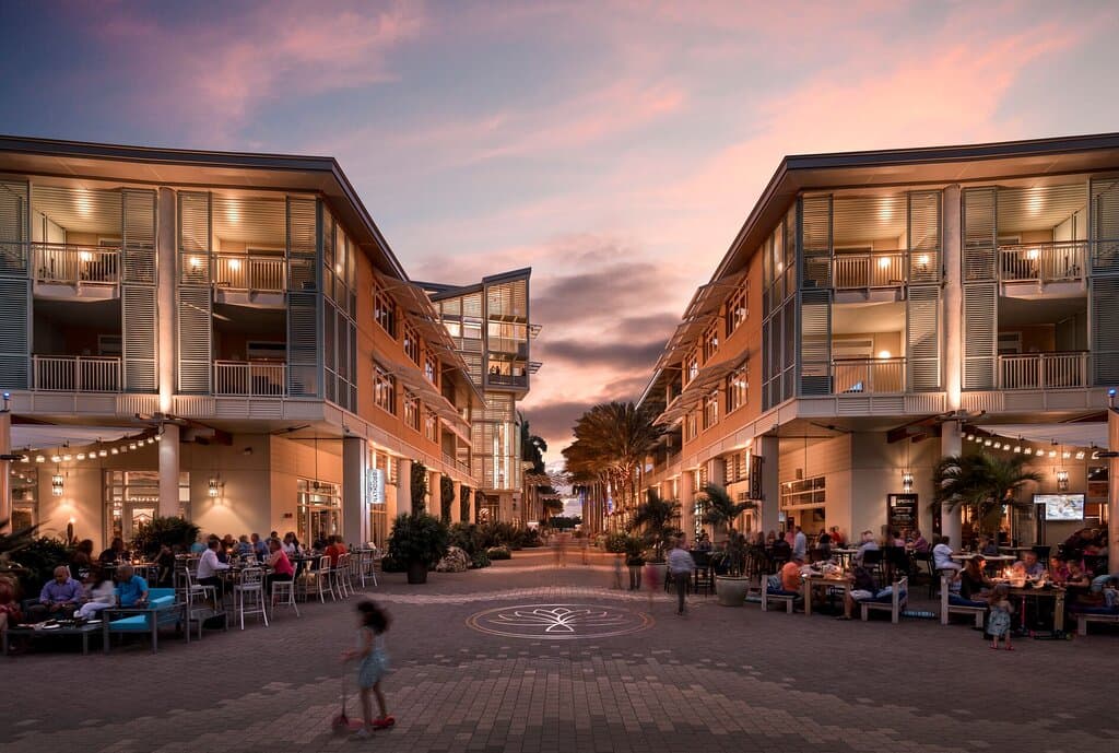Camana Bay Crescent is lined with shops and restaurants for everyone