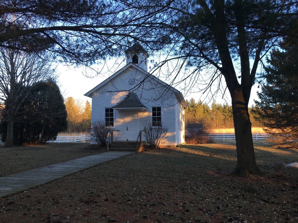 Scholes School at sunset.