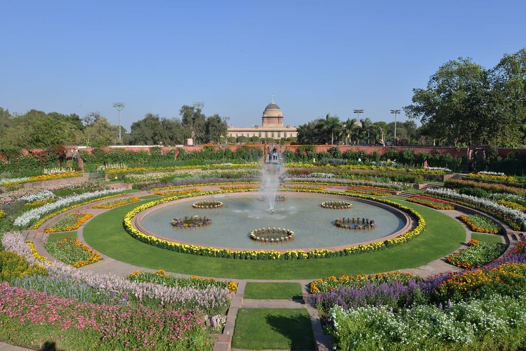 Circular Garden with a backdrop of Rashtrapati Bhavan