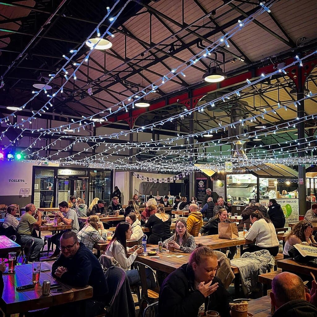 The Street Food Hall at night