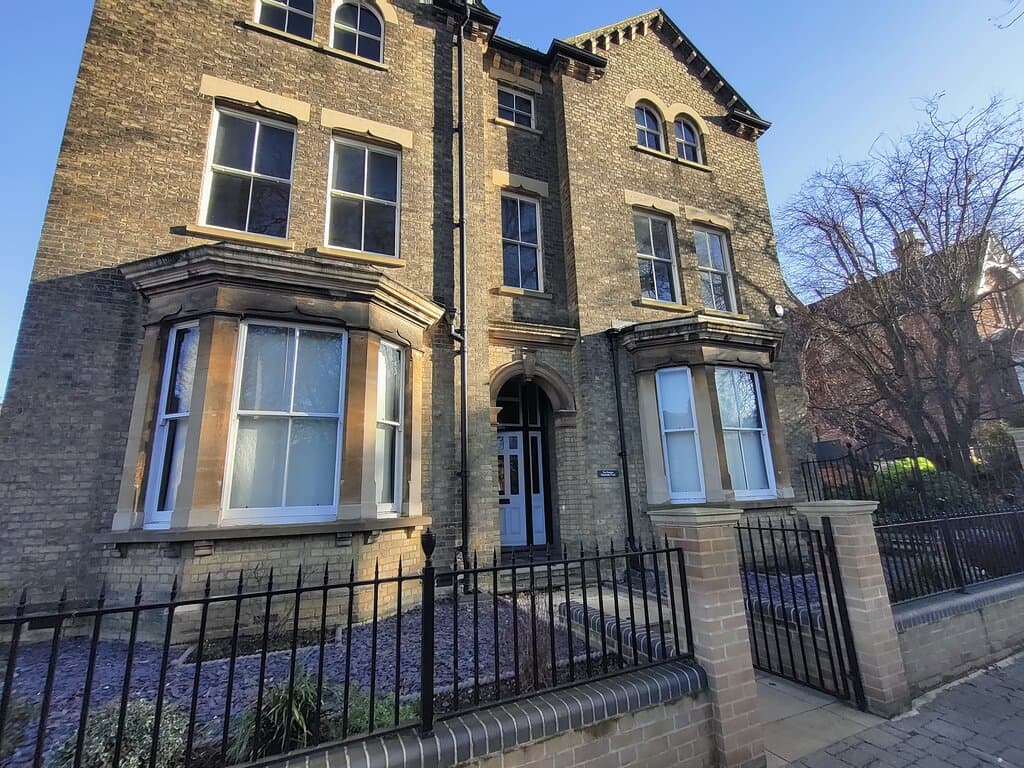 The main entrance, on Newnham Road in Bedford