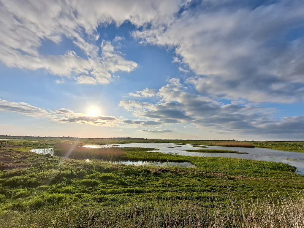WWT Welney wetland view from one of the wildlife hides visitors can enjoy. 