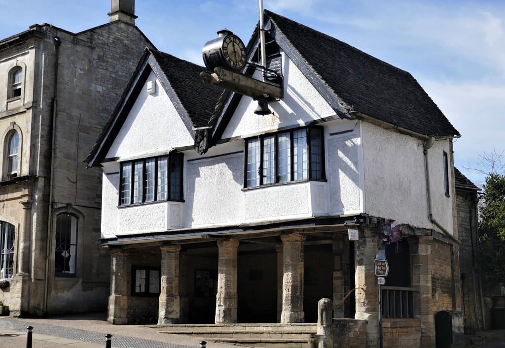 This is the Tolsey. Once tolls were collected here and at one point it was even a fire station! Now it houses our museum on the first floor.