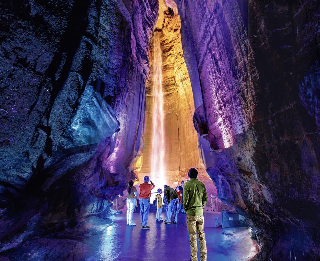 Waterfall at Ruby Falls on Lookout Mountain in Chattanooga Tennessee
