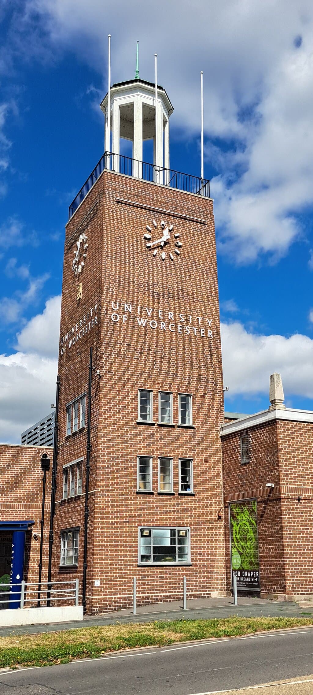 View of clock tower while walking by