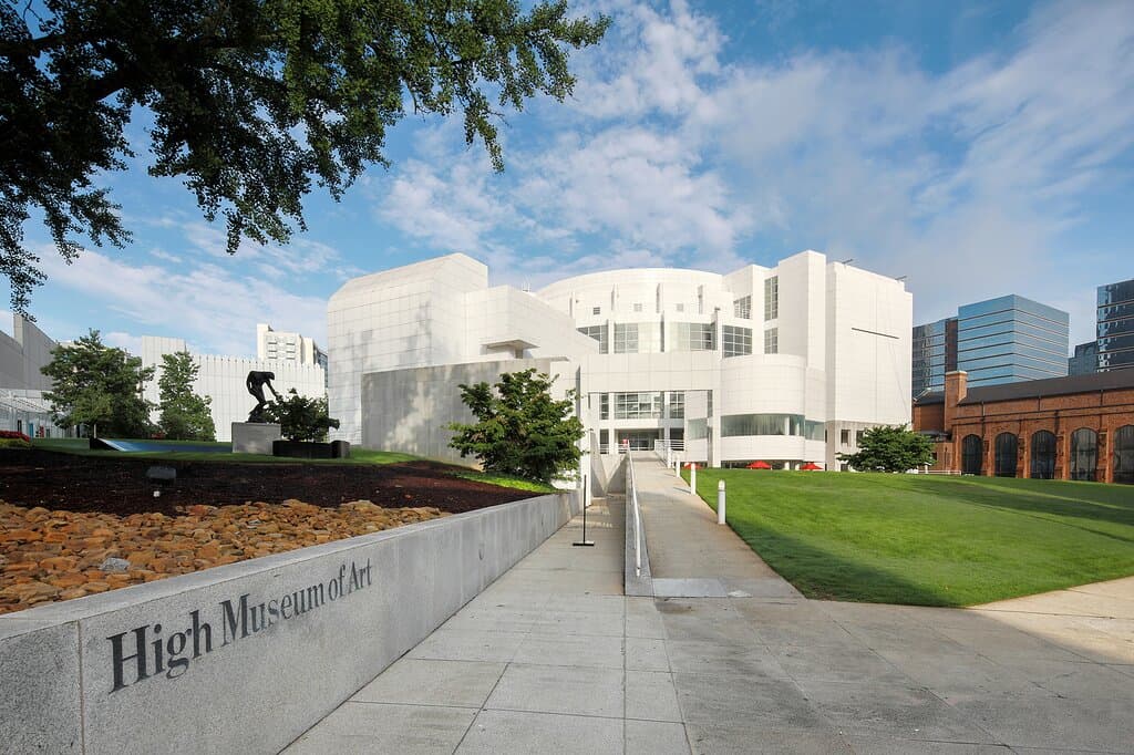 Entrance to the High Museum of Art's Richard Meyer building on Peachtree St.