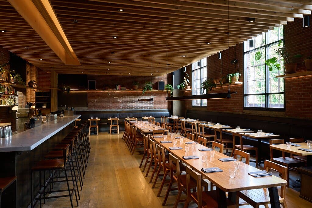 A warm, inviting dining room