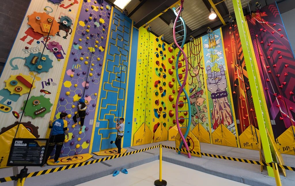 Professional walls to climb but in fun style