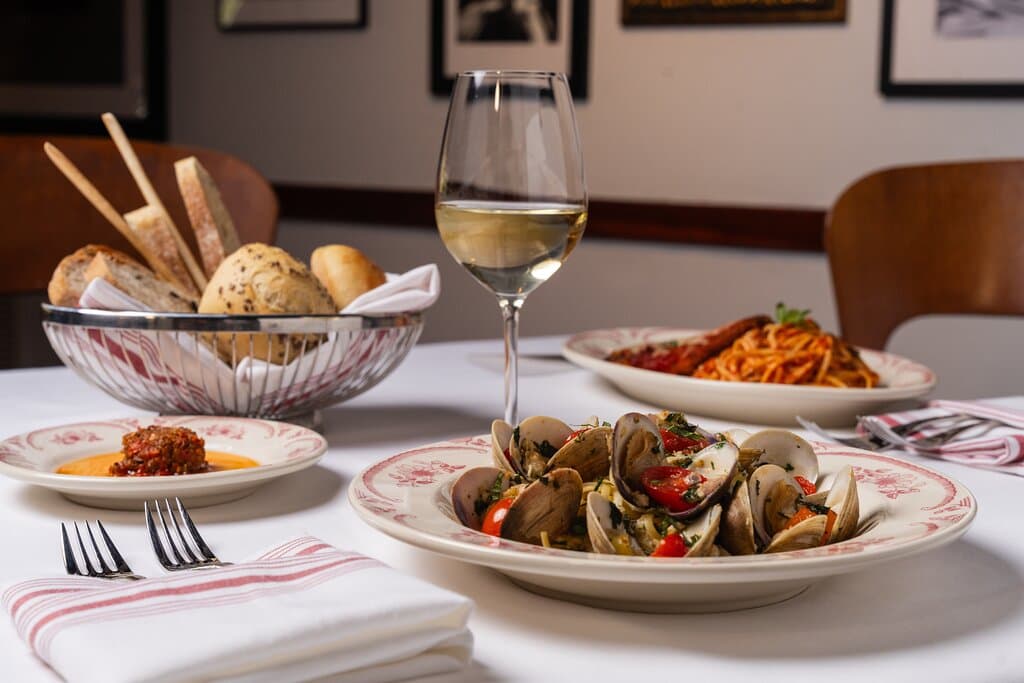 Savor the flavors of Linguini and Clams with garlic, basil, lemon, and white wine.